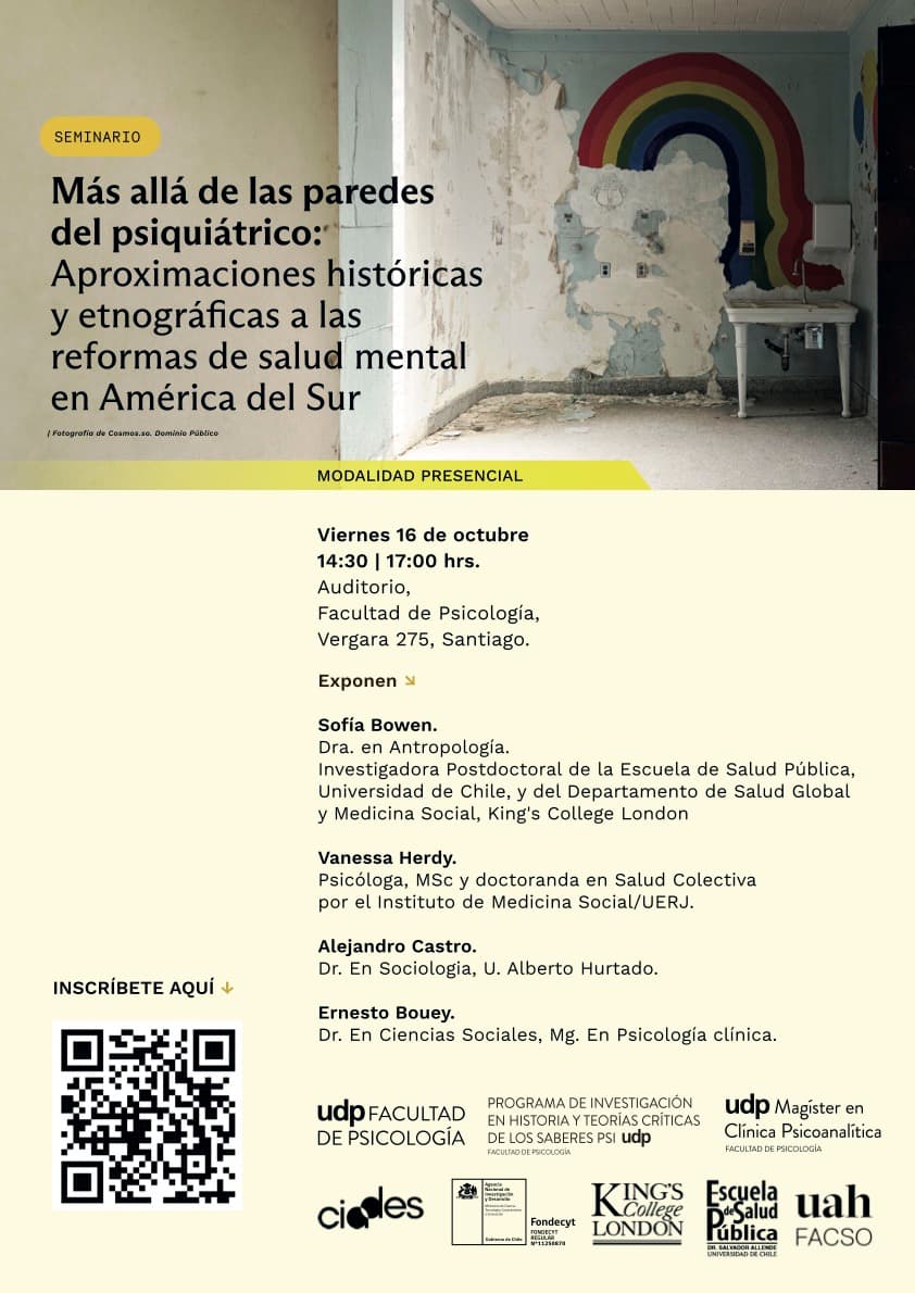 Imagen de la actividad: Investigadores Sofía Bowen y Ernesto Bouey realizan seminario sobre desinstitucionalización psiquiátrica en Latinoamérica.