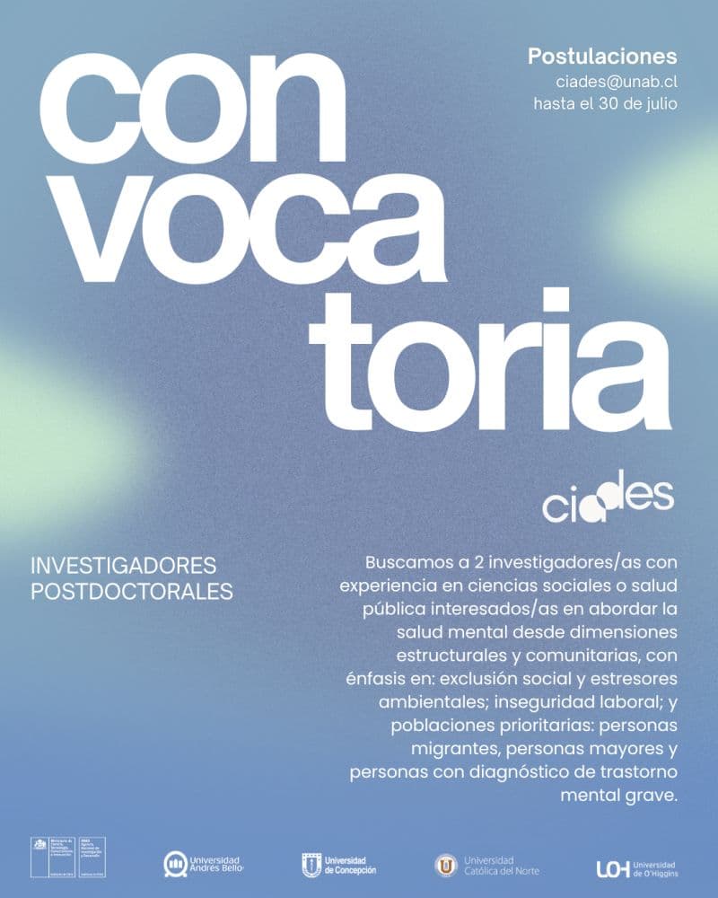 Imagen de la actividad: CERRADA | CIADES abre convocatoria 2026-2028 para posiciones postdoctorales.